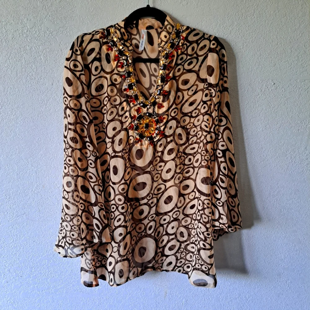 Chic Circular Patterned Women's Tunic - Picture 2 of 6